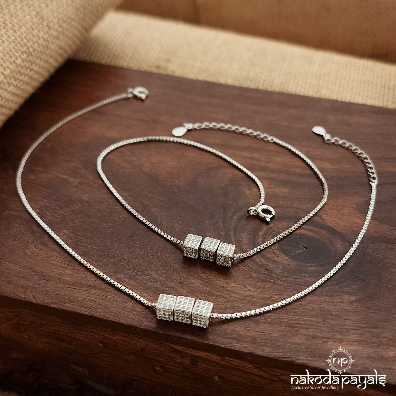 Squarish CZ Anklets (9.5 inch) (A6421)