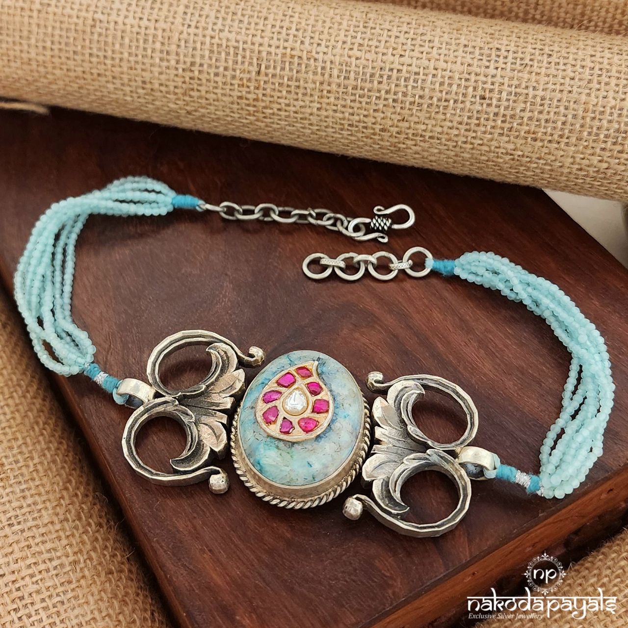 Blue Beads Kundan Choker (N10826)