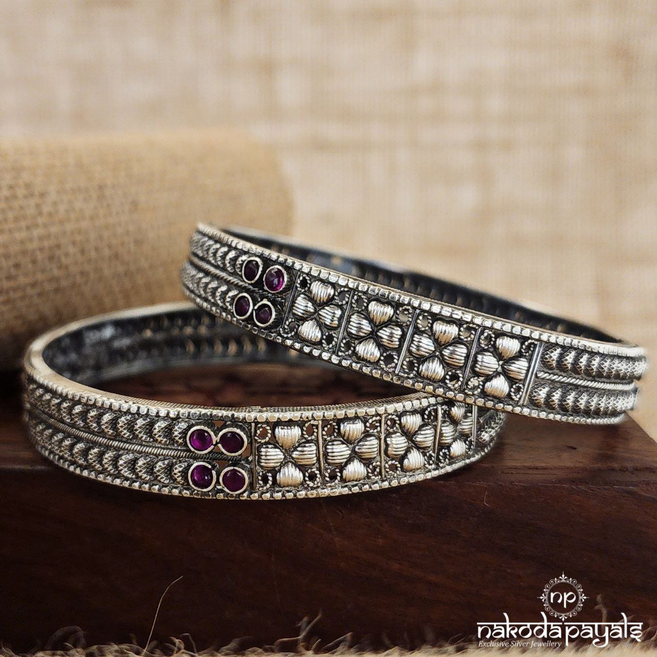 Pink Flower Bangles (K5016)