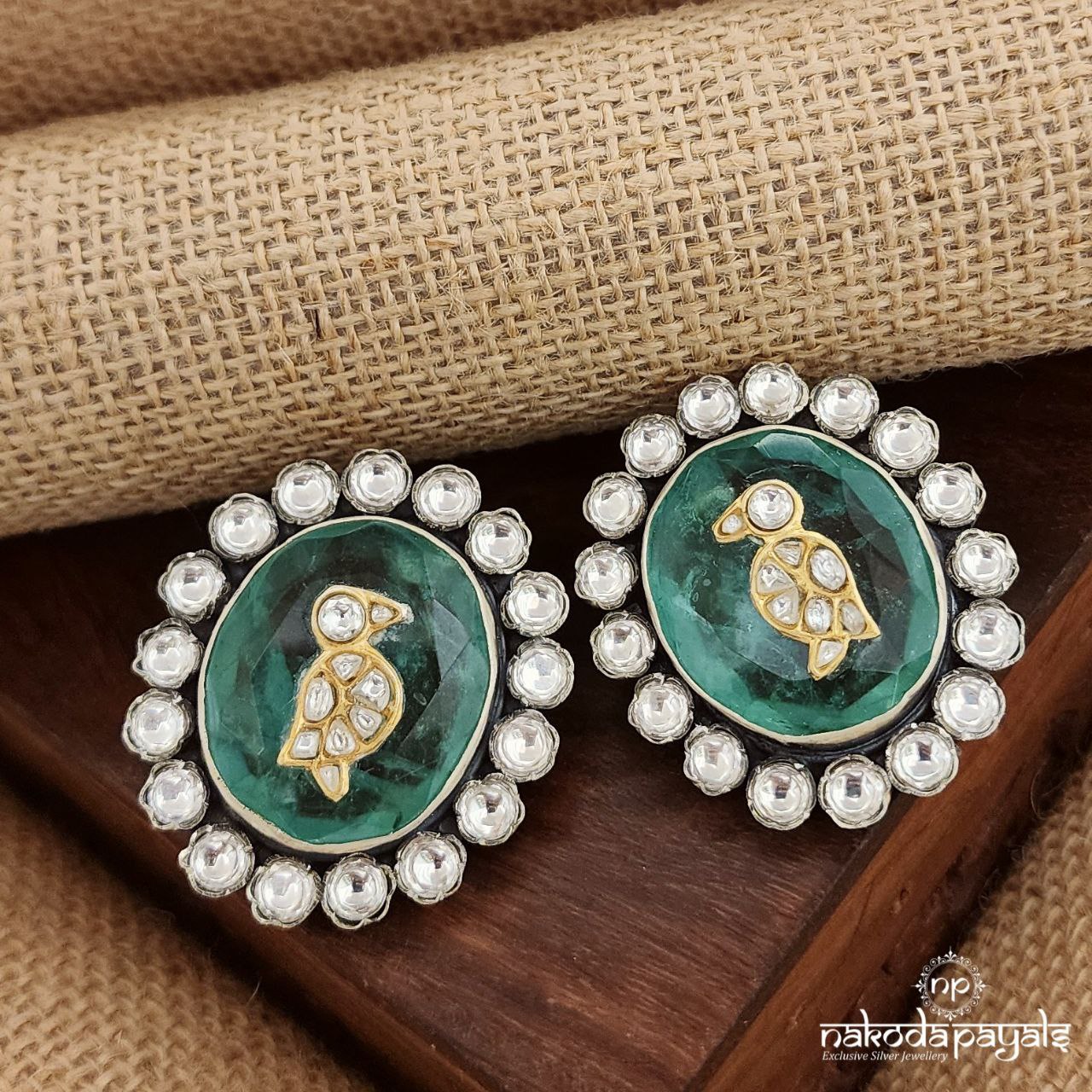 Emerald Green Peacock Studs (S3528)