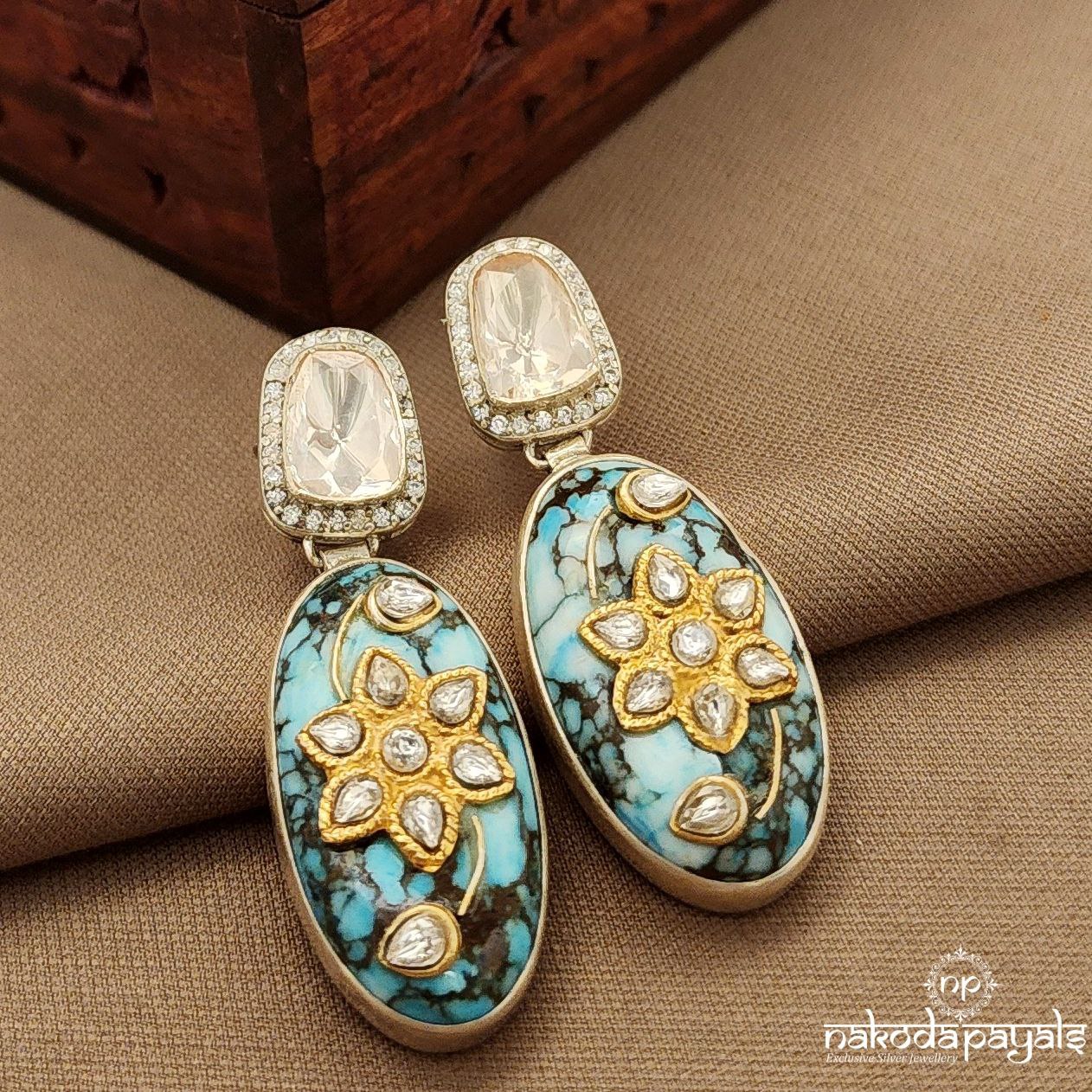 Turquoise Kundan Earrings (C3890)