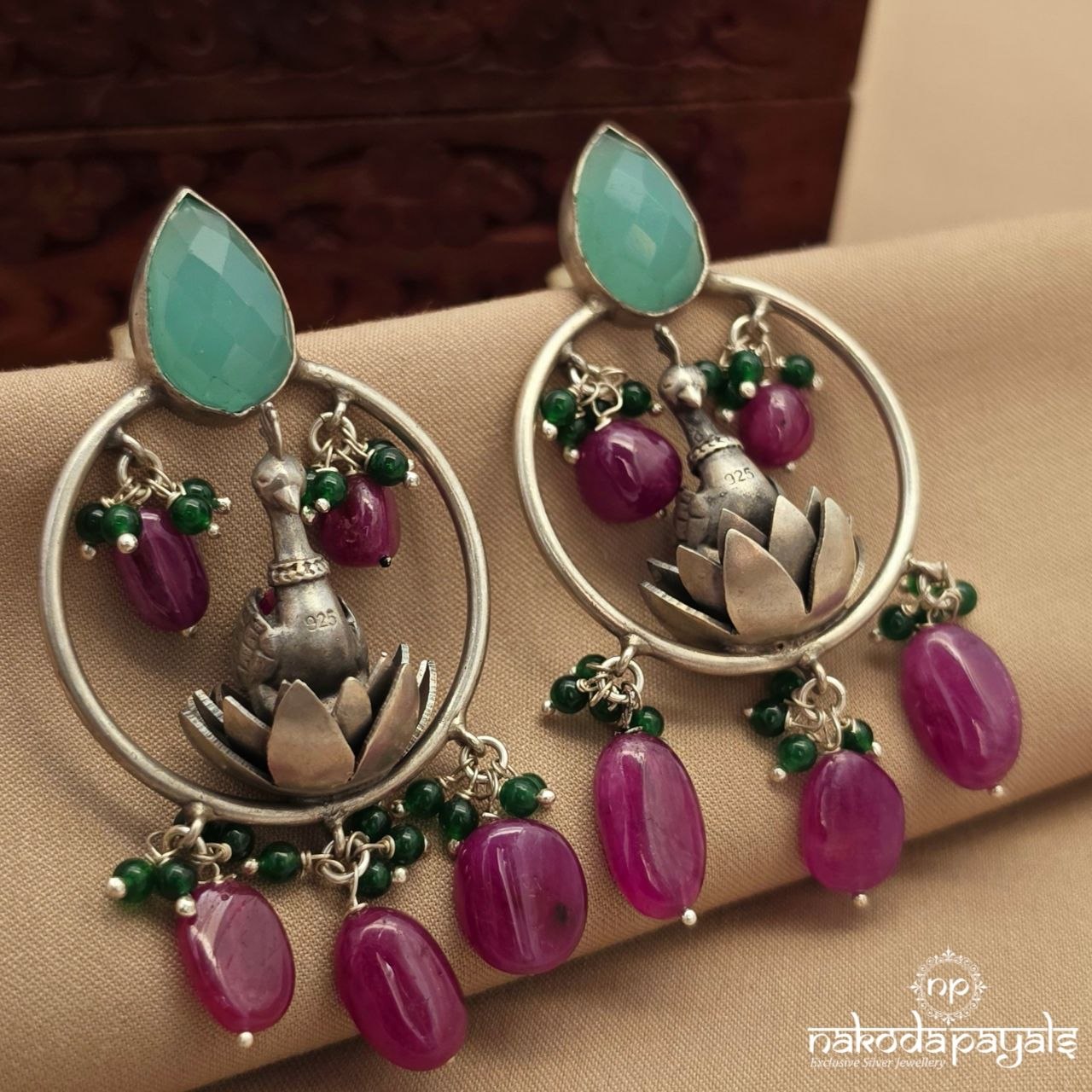 Resplendent Peacock Chandbali (C4130)