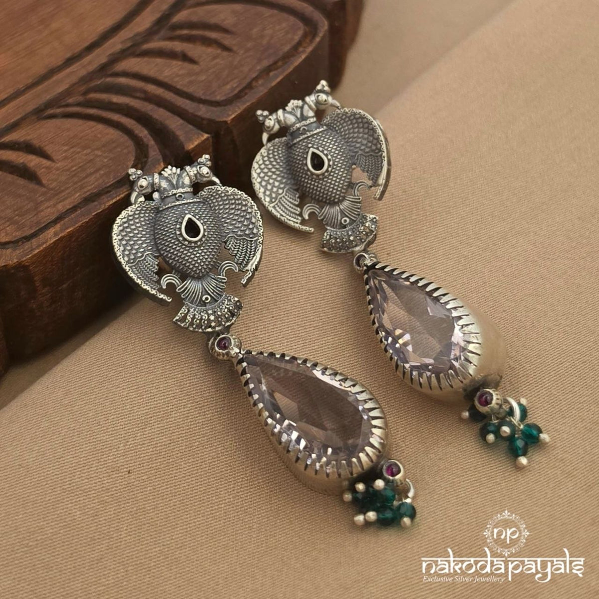 Gandaberunda Green Drop Chandbali (C4326)