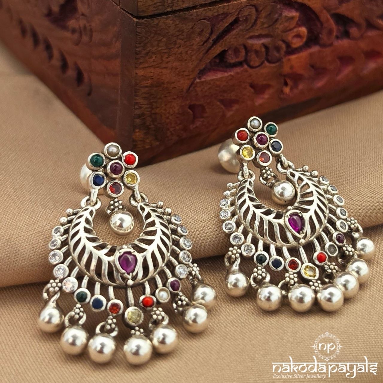 Navaratna Floral Chandbali (C4239)