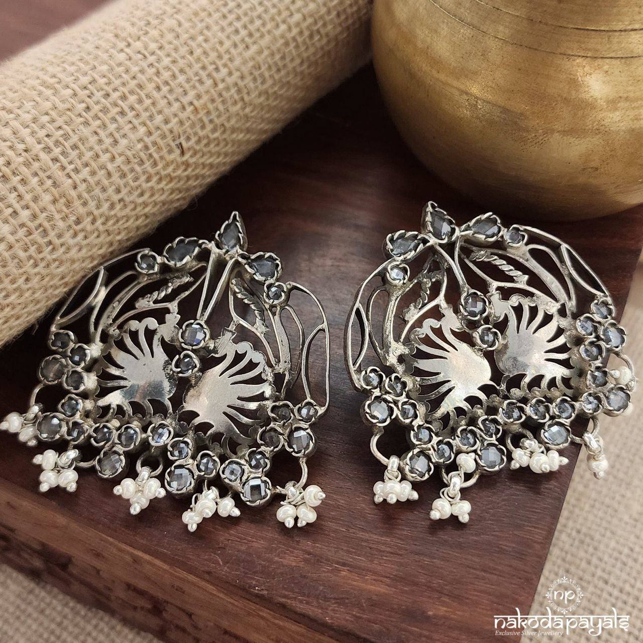 Twin Peacock Polki Earrings (C3298)