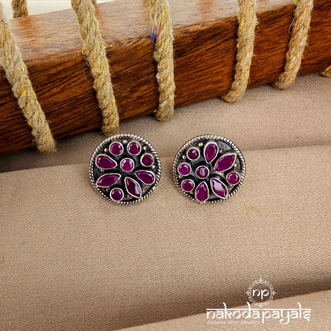 Circular Red Drop Studs (S9503)