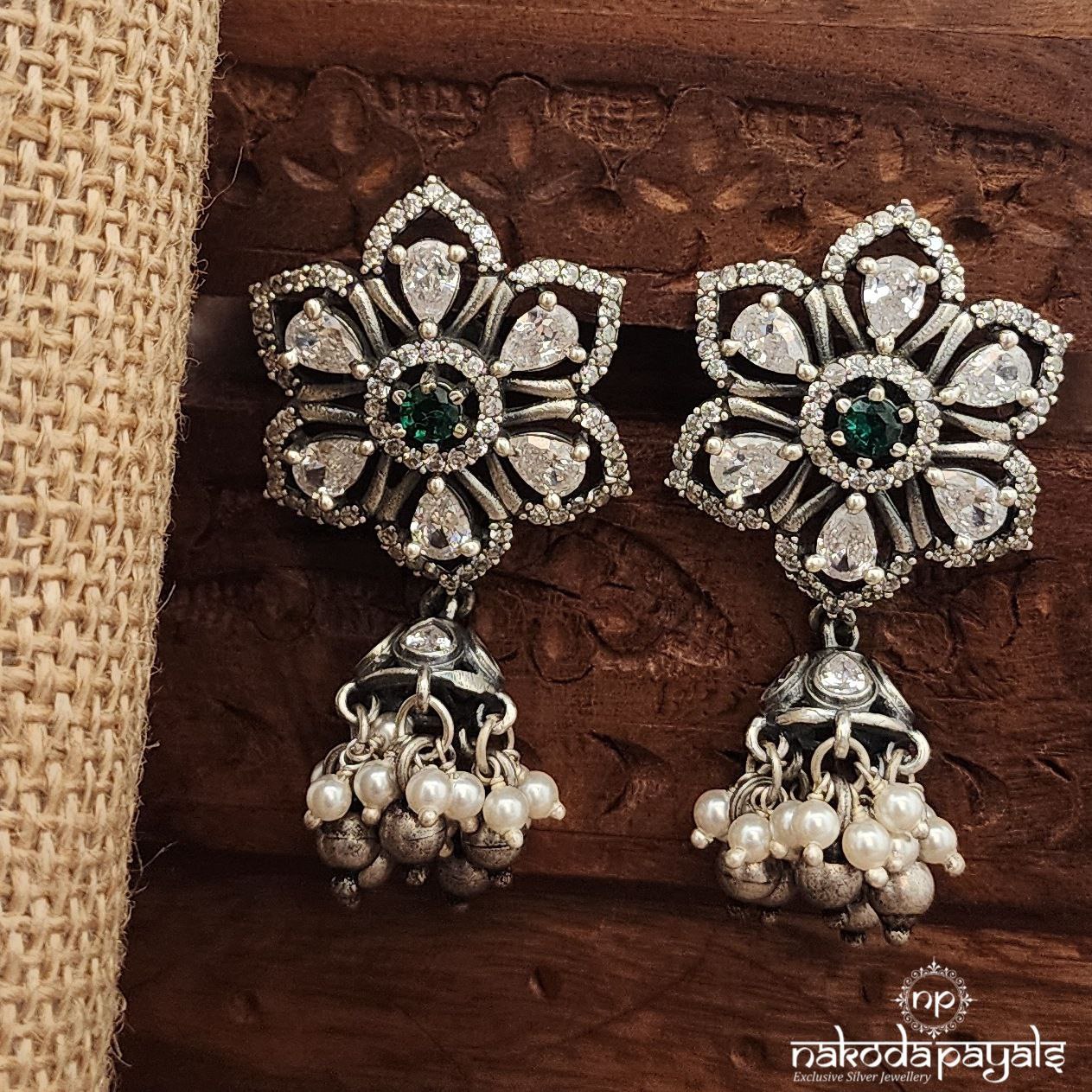 Floral Green Jhumka (J1510)