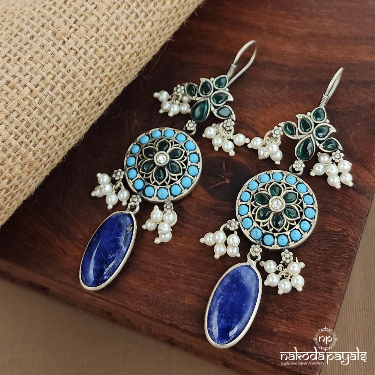 Turquoise Lapiz Drop Hangings (H2205)