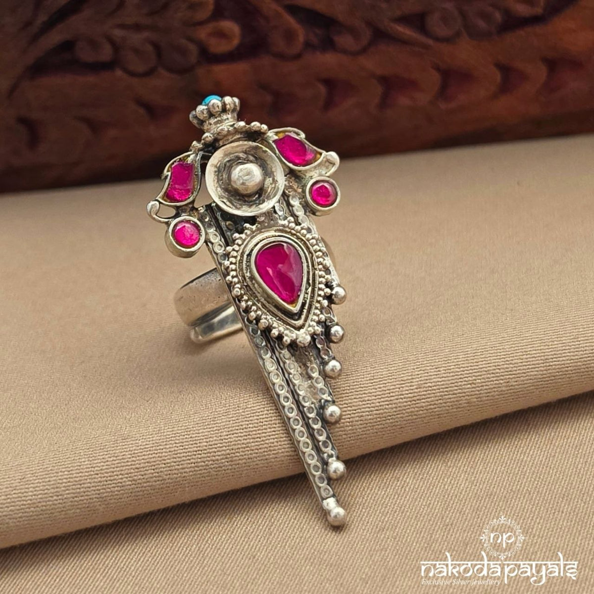 Pinkish Kundan Finger Ring (F3038)