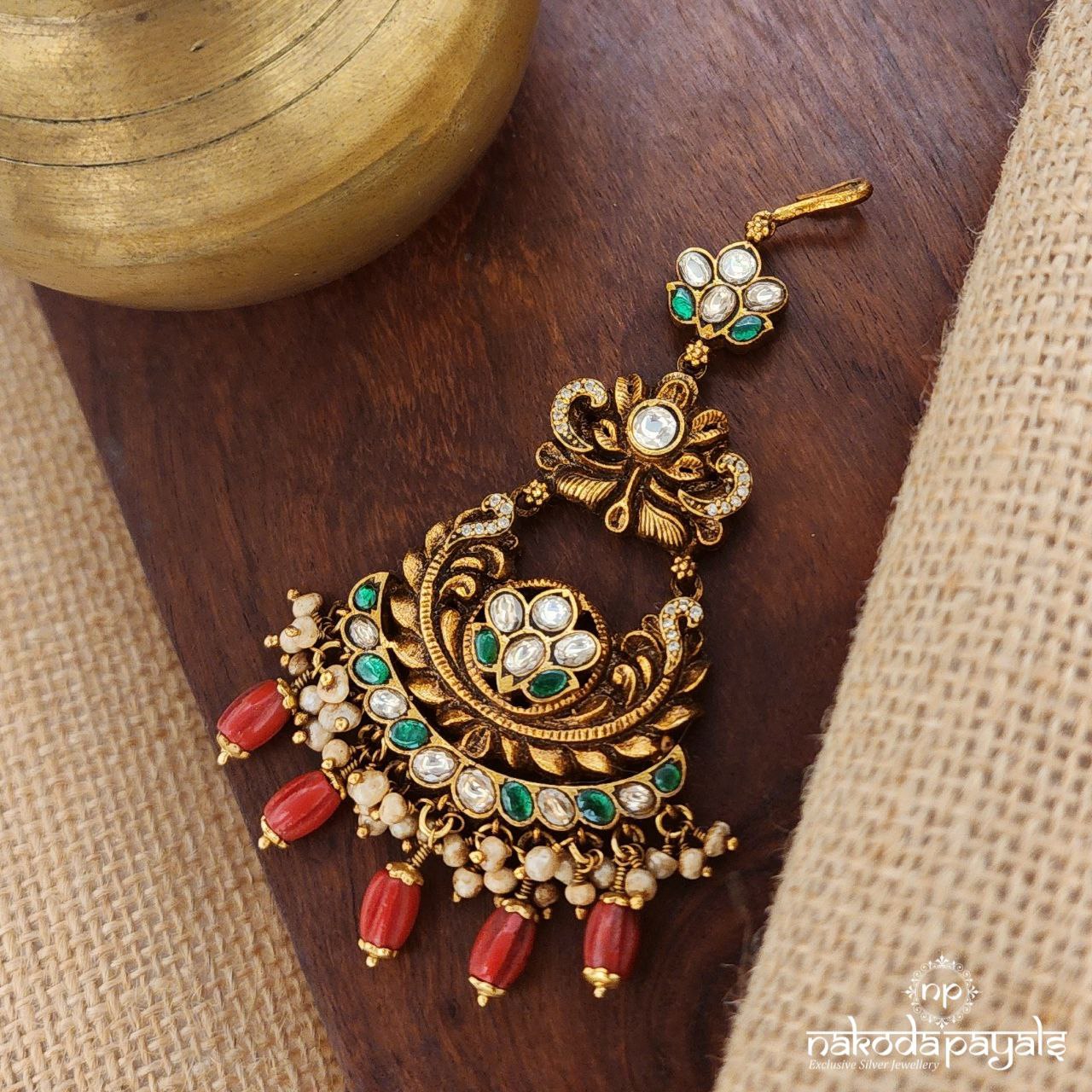 Coral Drop Kundan Maang Tika (Gm0930)