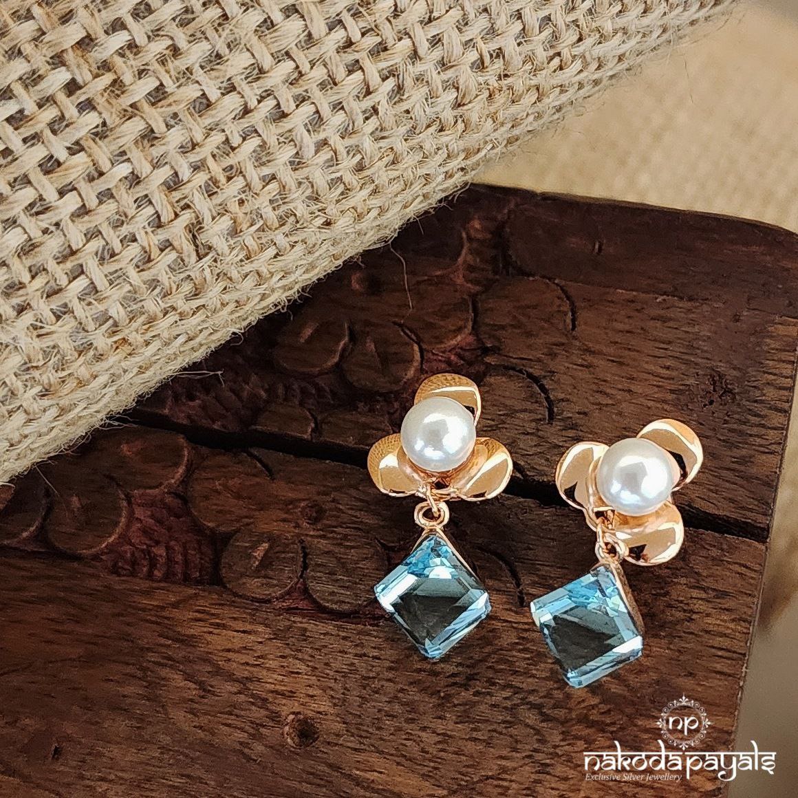Rose Gold Pearl Ice Charm Earrings (St3271)