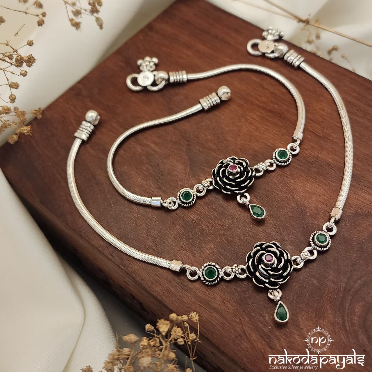 Green Drop Anklets Pairs (A5953)