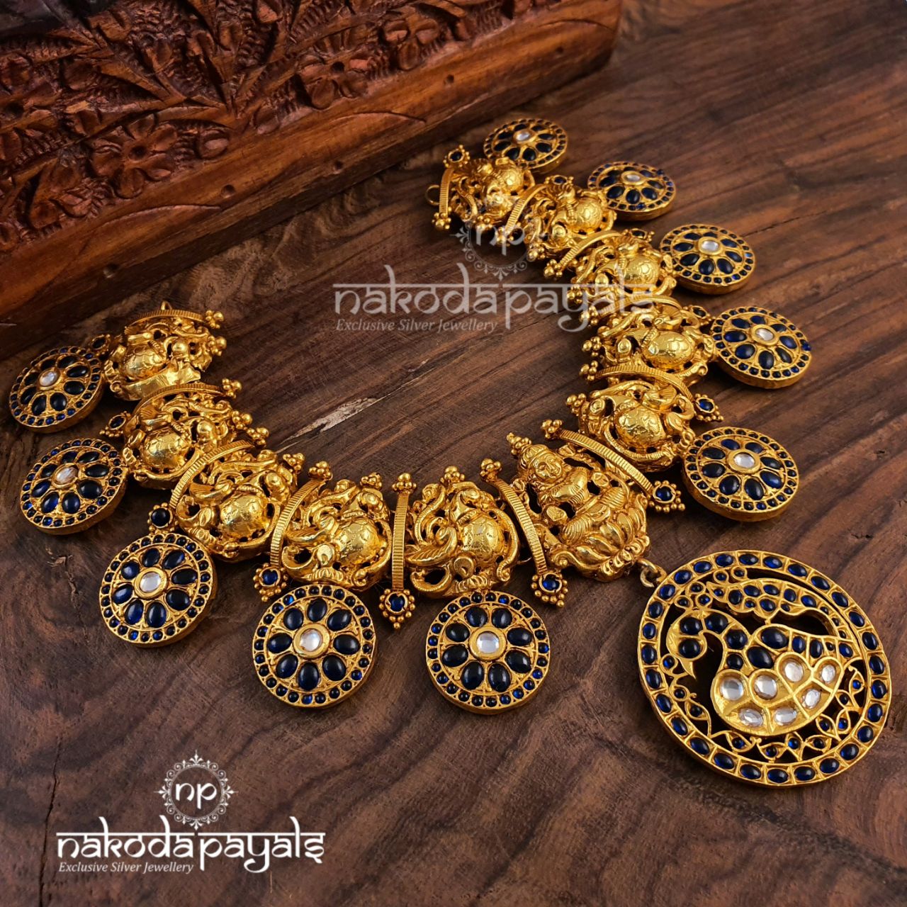 Multi Green Peacock In Nakshi Work (Gn0401)