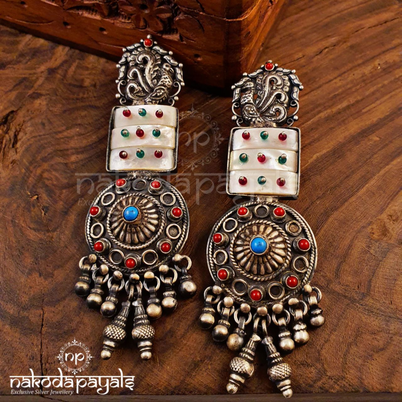 Long TriBal Earrings with MOP