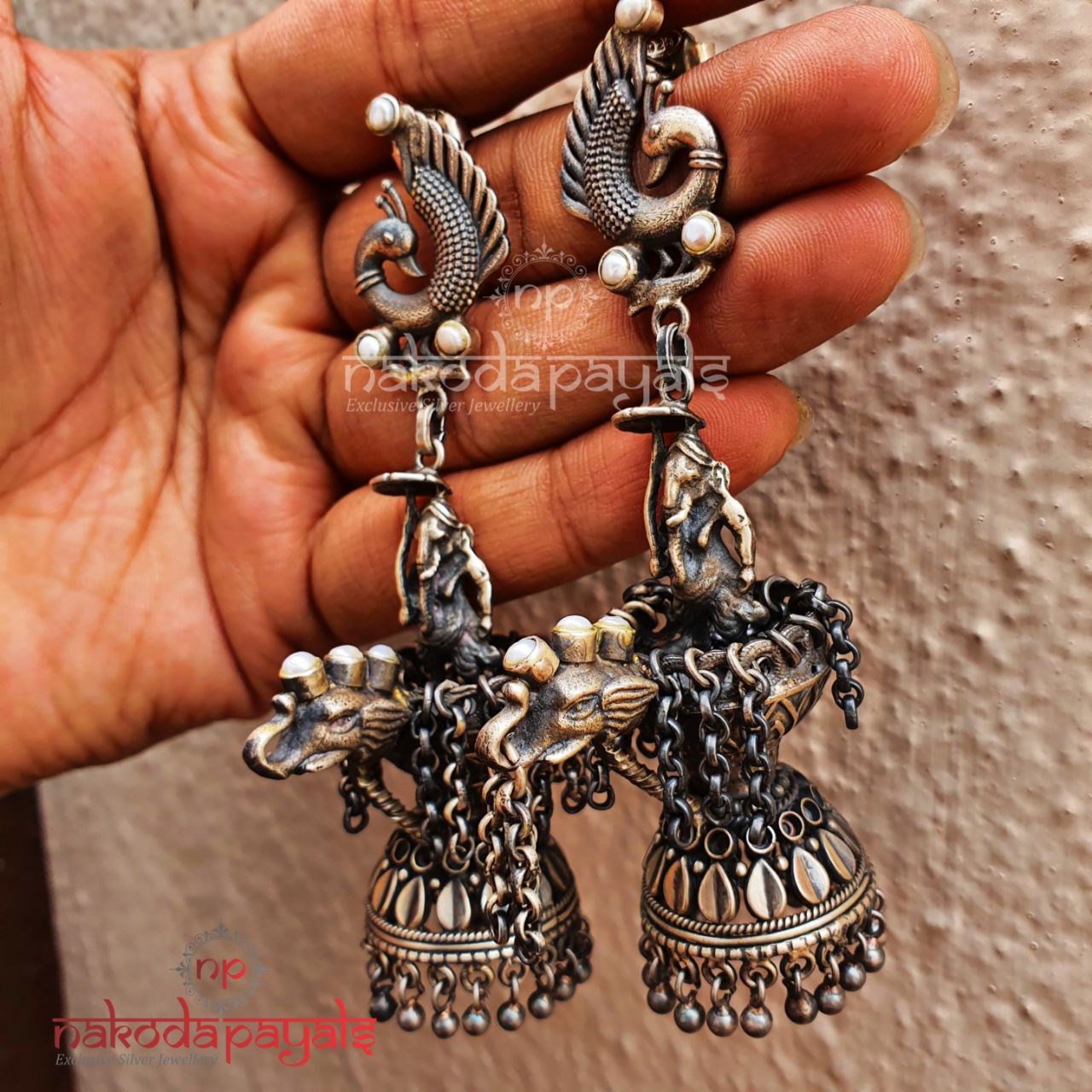 Tribal Deepam Ganesha Earrings