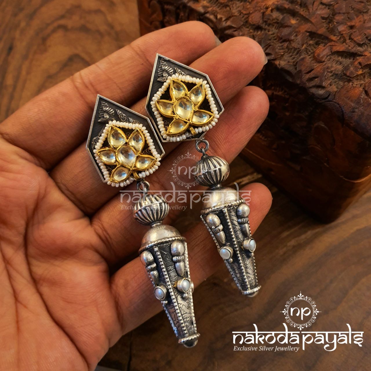 Differently Shared Kundan Earrings