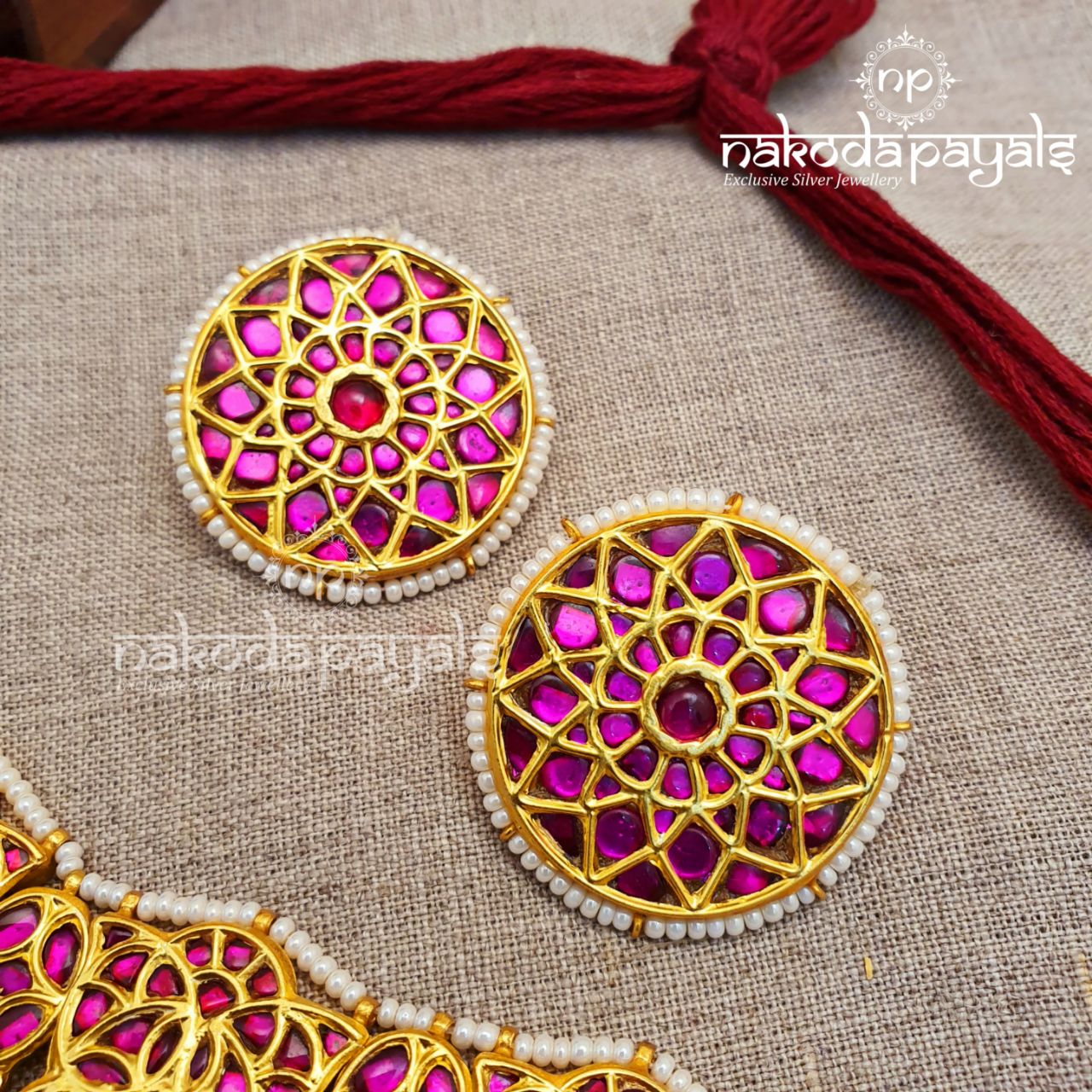 Spiffy Wide Pink Kundan Choker With Earrings (Gn1691)