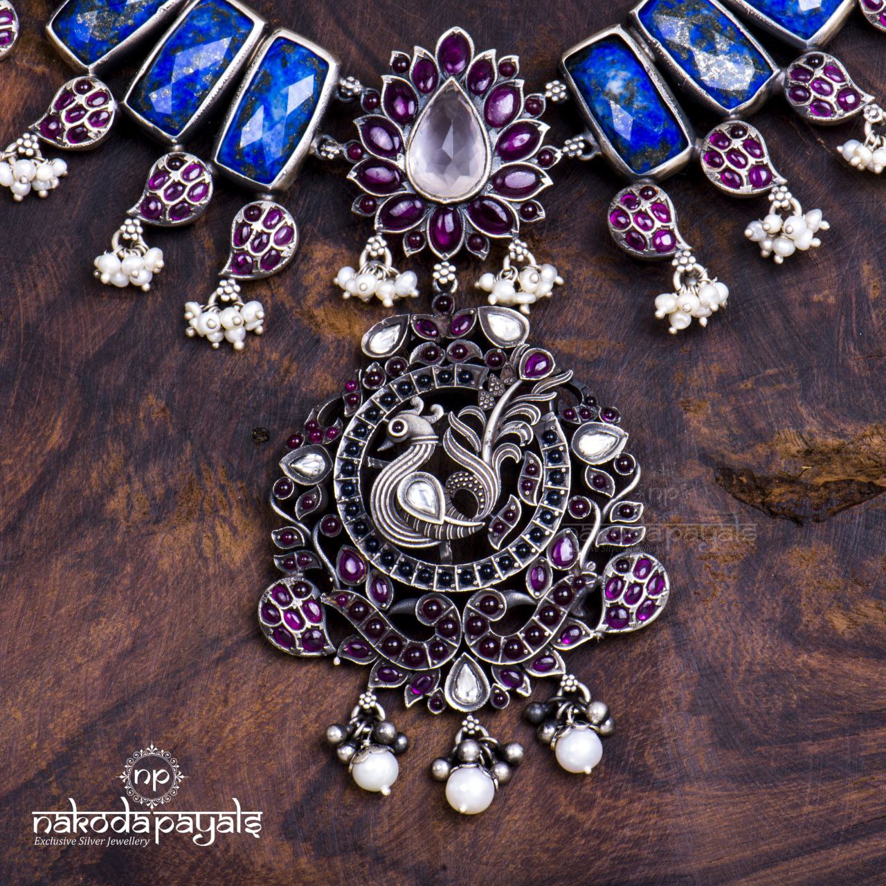Fetching Peacock Lapis Neckpiece