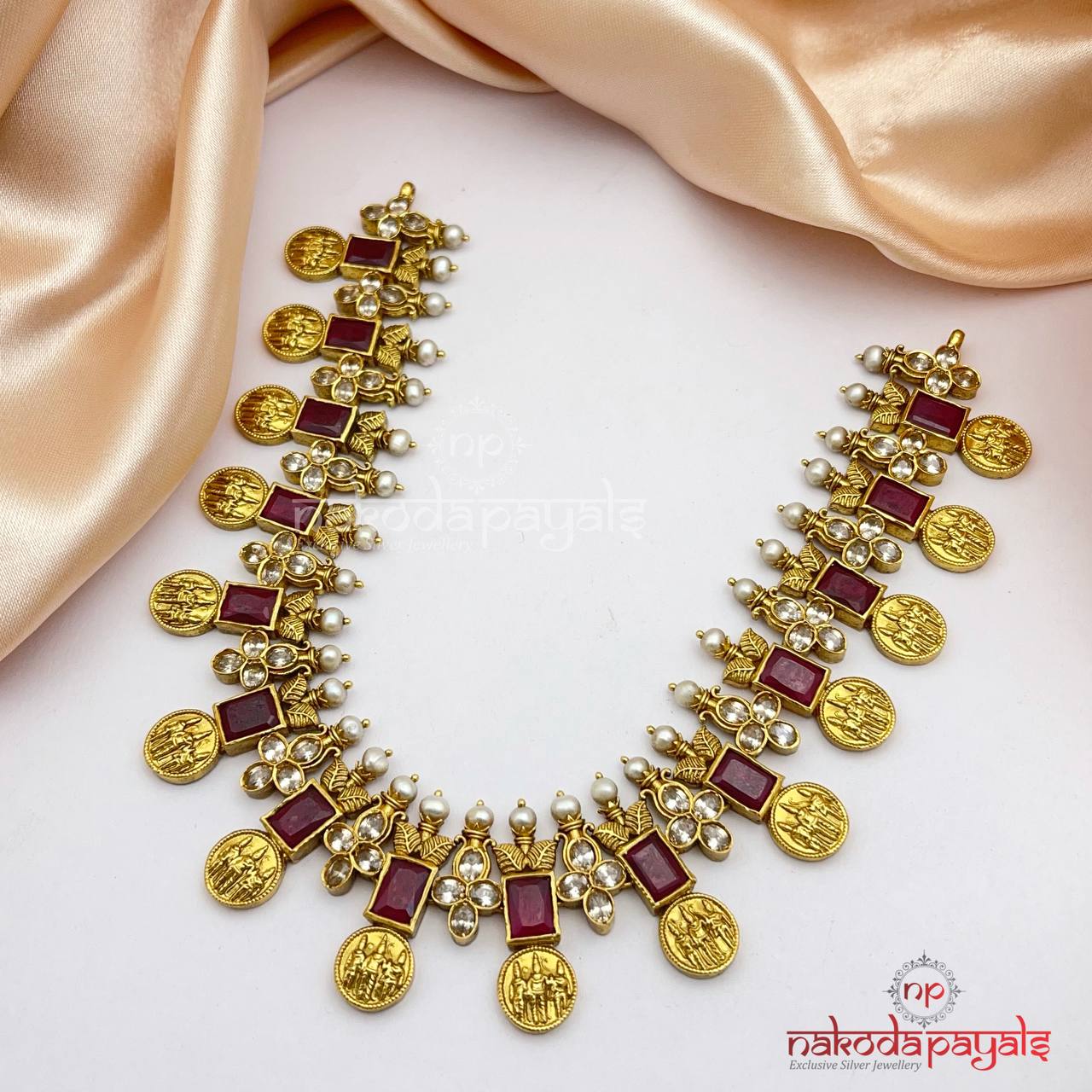 Ruby In Ram Parivar Coin Neckpiece