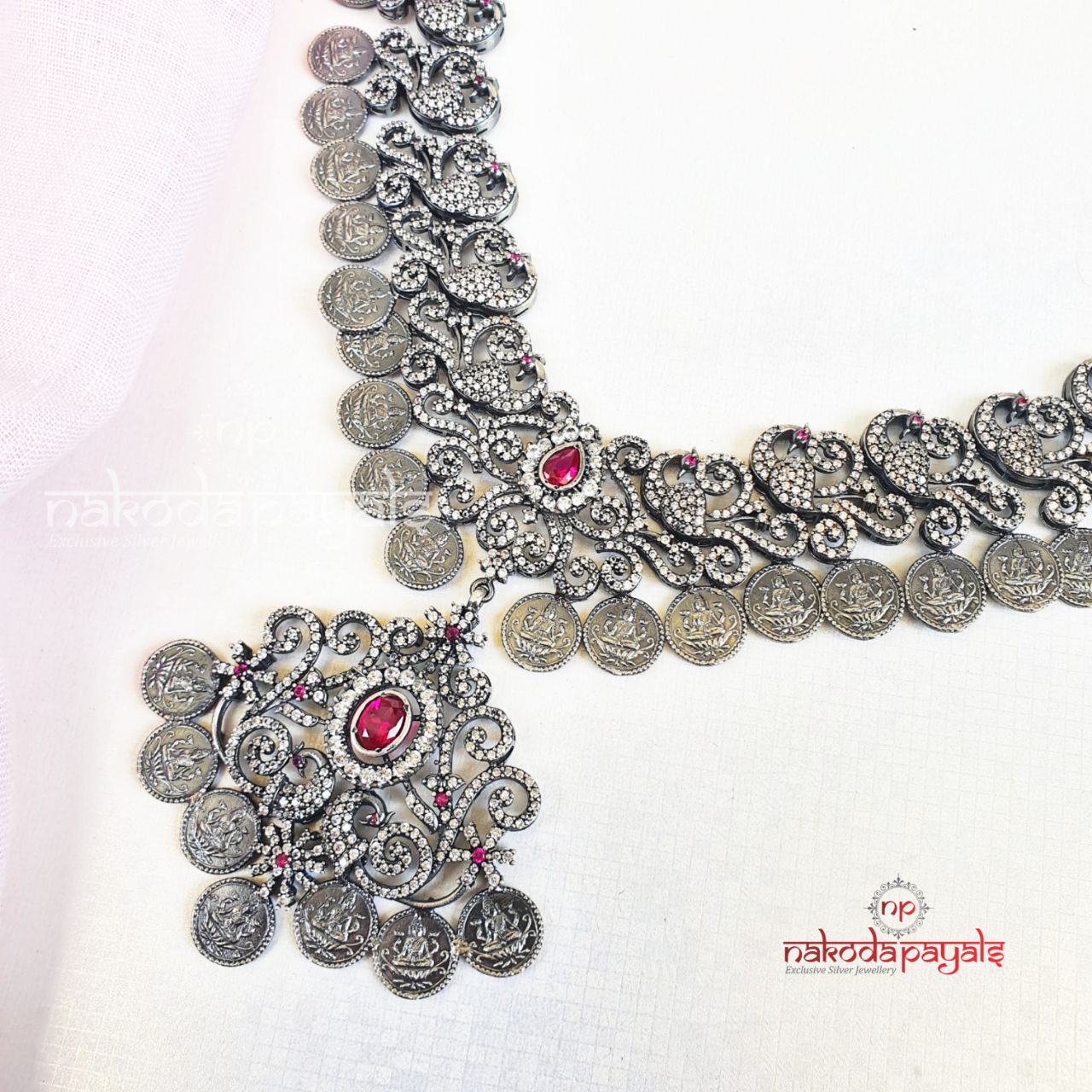 Zircon Studded Long Coin Neckpiece (N2735)
