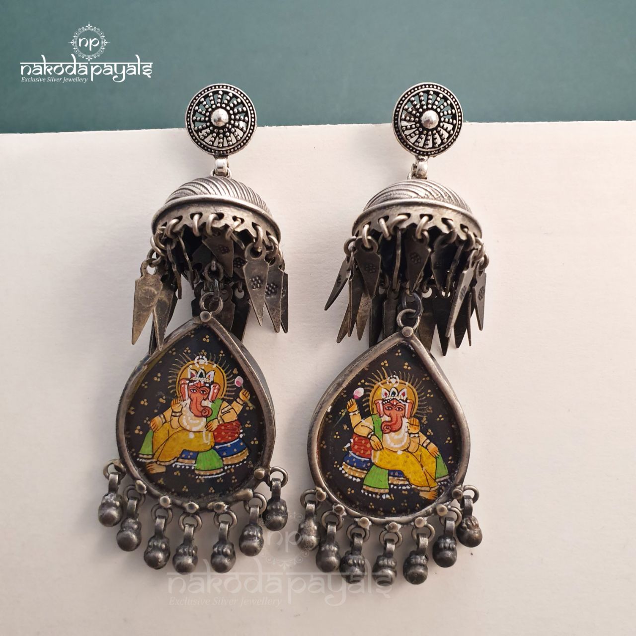 Ravishing Painted Ganesha Jhumka