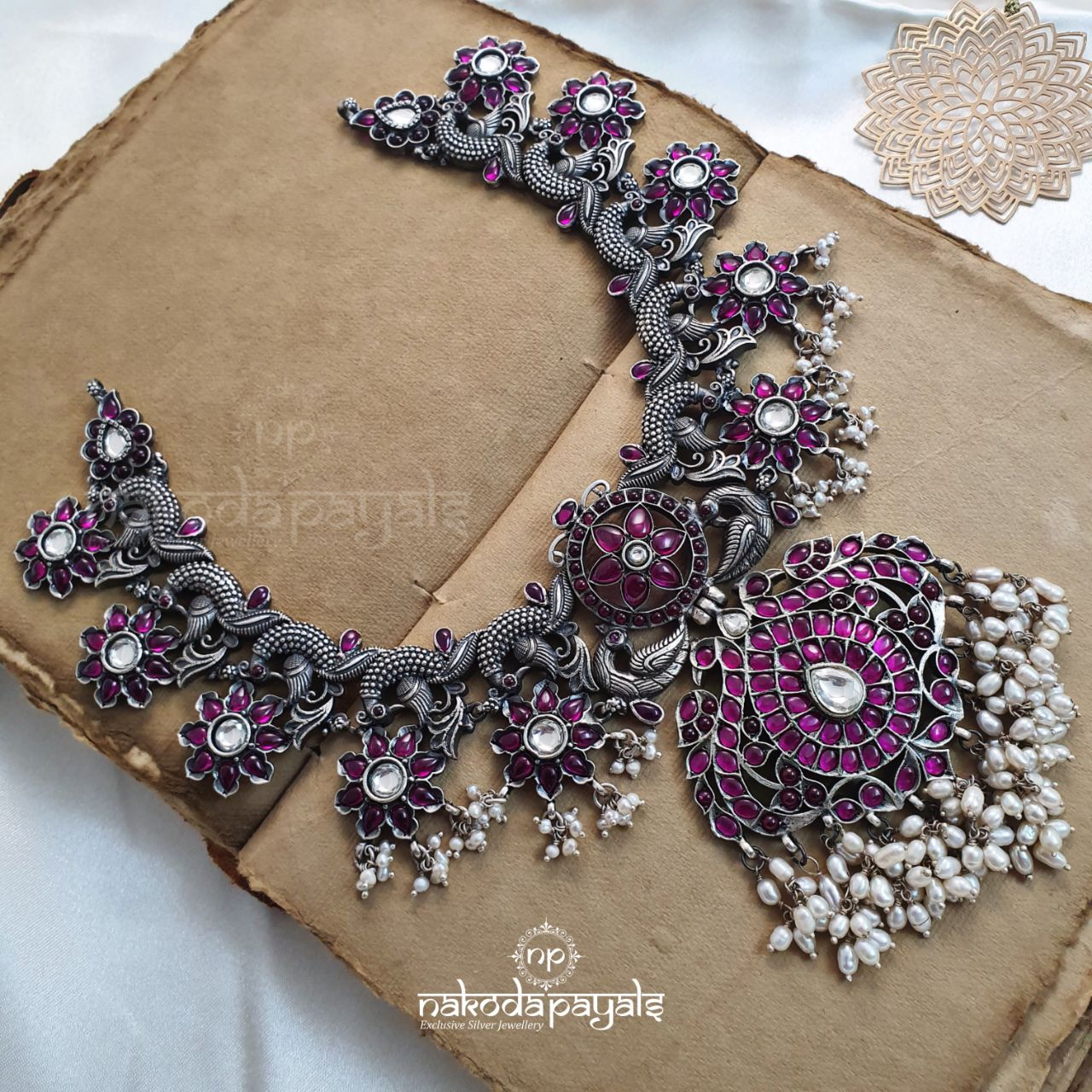 Picturesque Peacock Floral Neckpiece