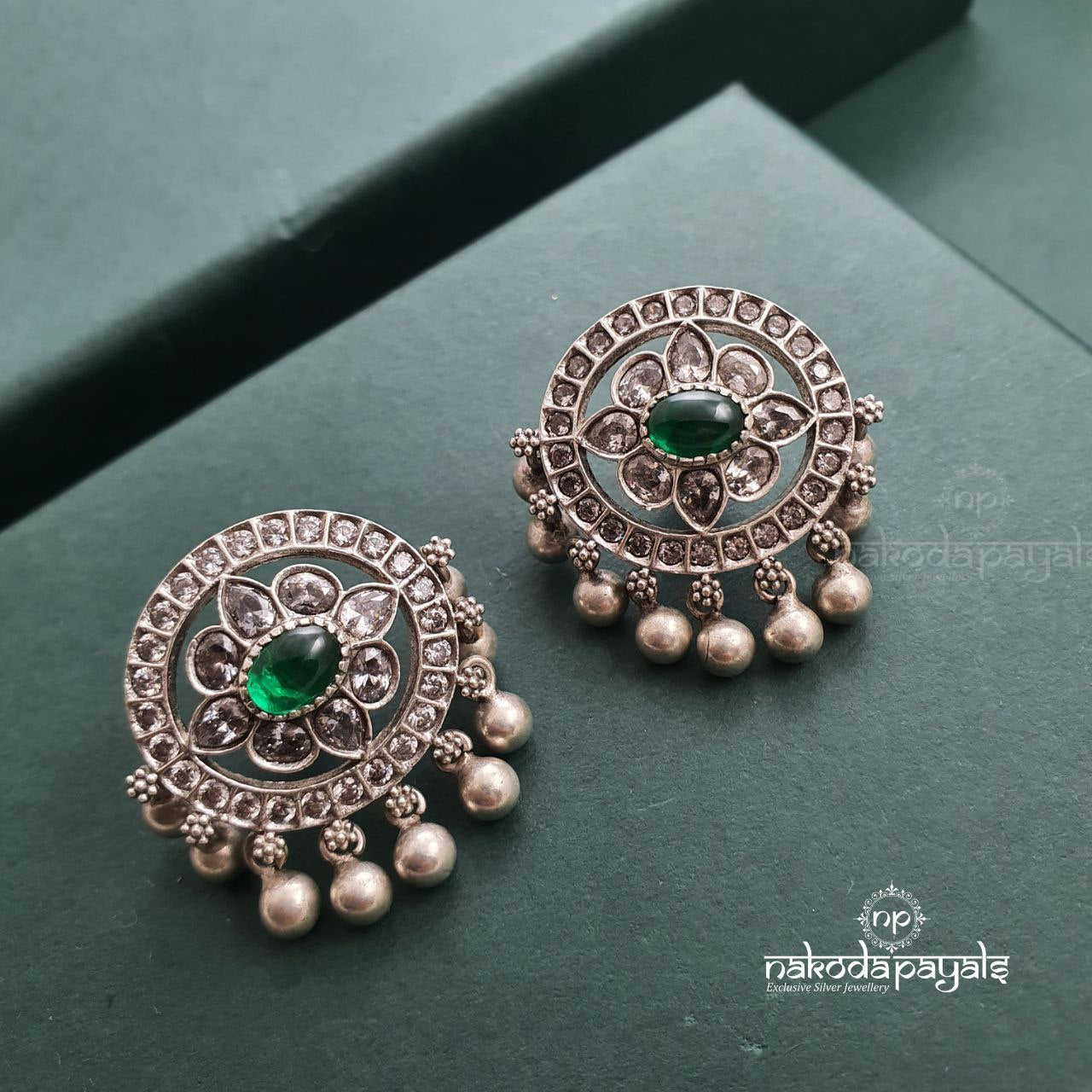 Green Ball Drops Studs