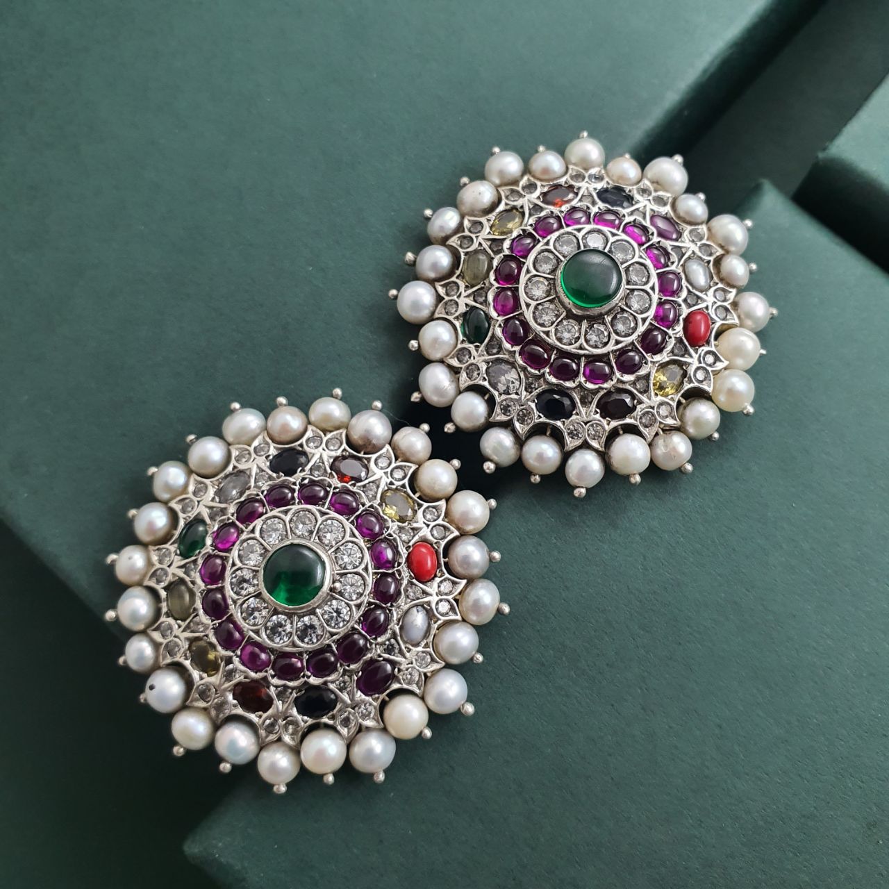 Navarathna Pearl Studs