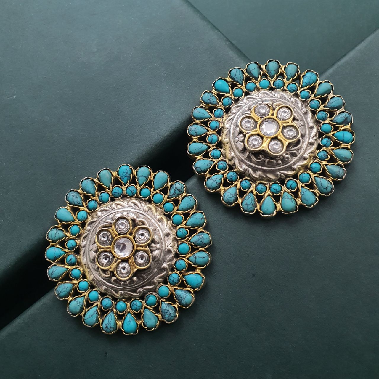Geometric Turquoise Studs