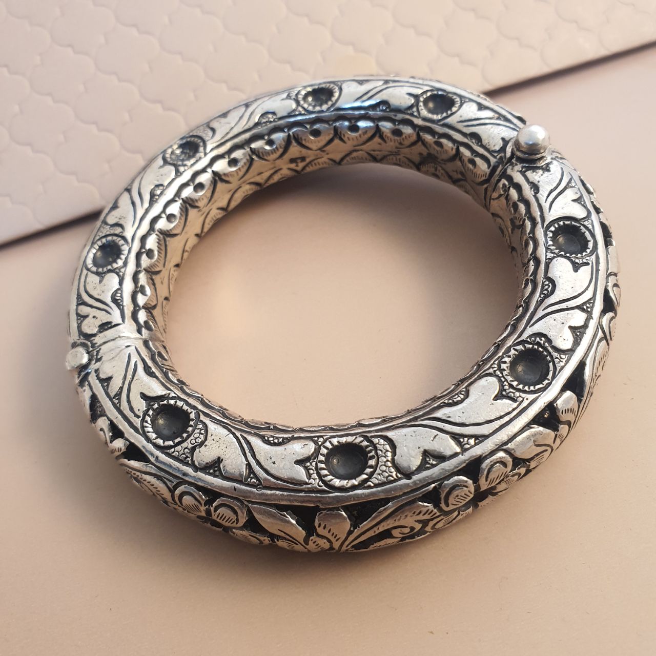 Floral Oxidised Kada
