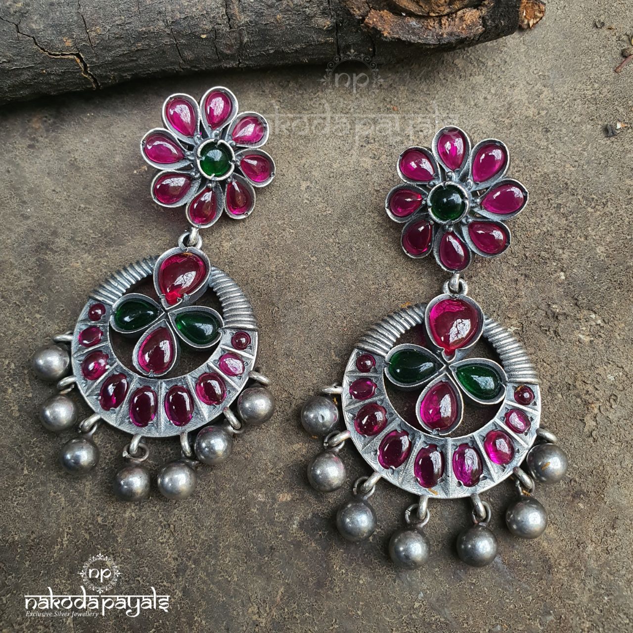 Blooming Floral Dark Chandbali