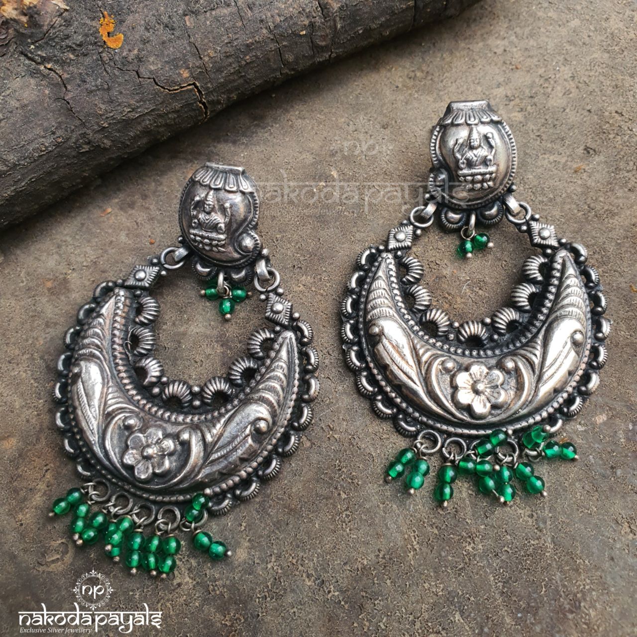 Dark Oxidised Mango Chandbali