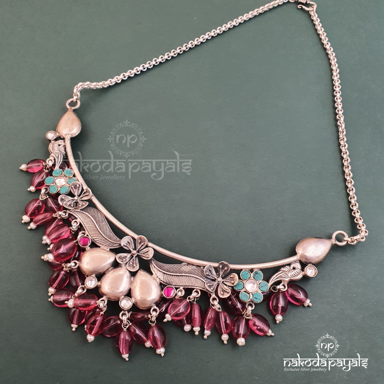Floral Pink Drops Neckpiece