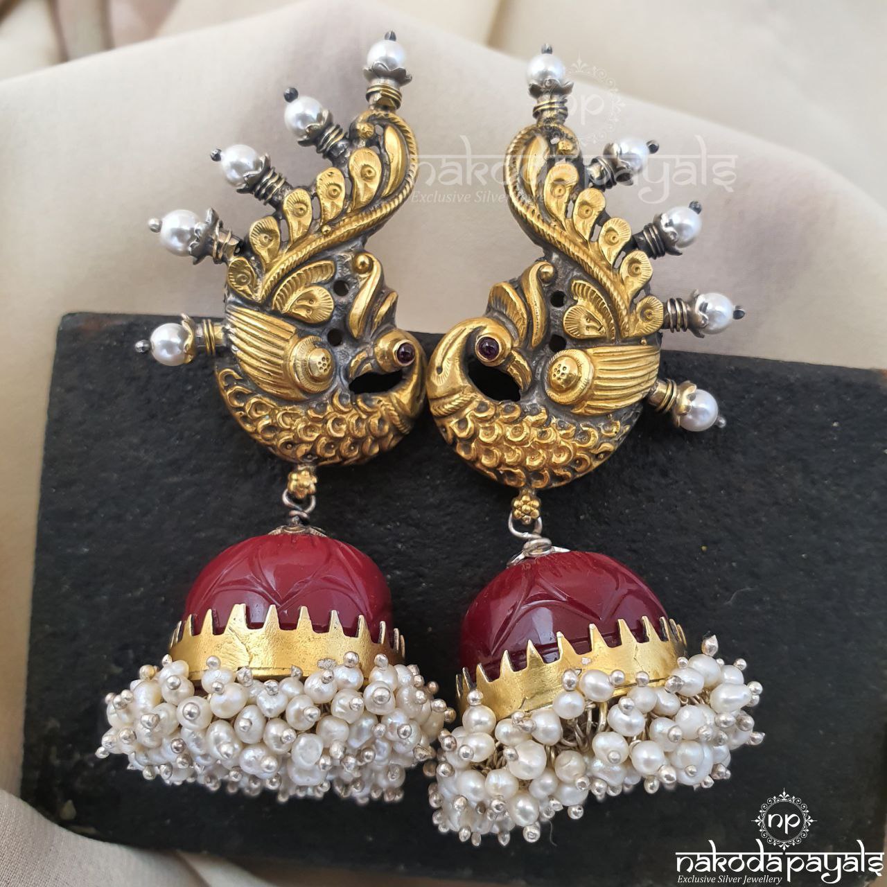 Peacock Pearly Jhumka