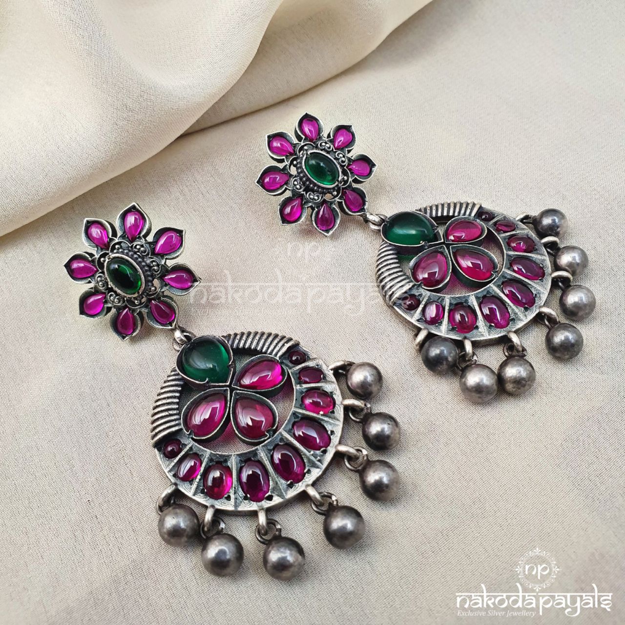 Dainty Pink Floral Chandbali