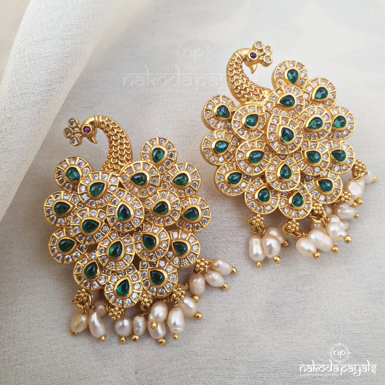 Showy Green Peacock Chandbali