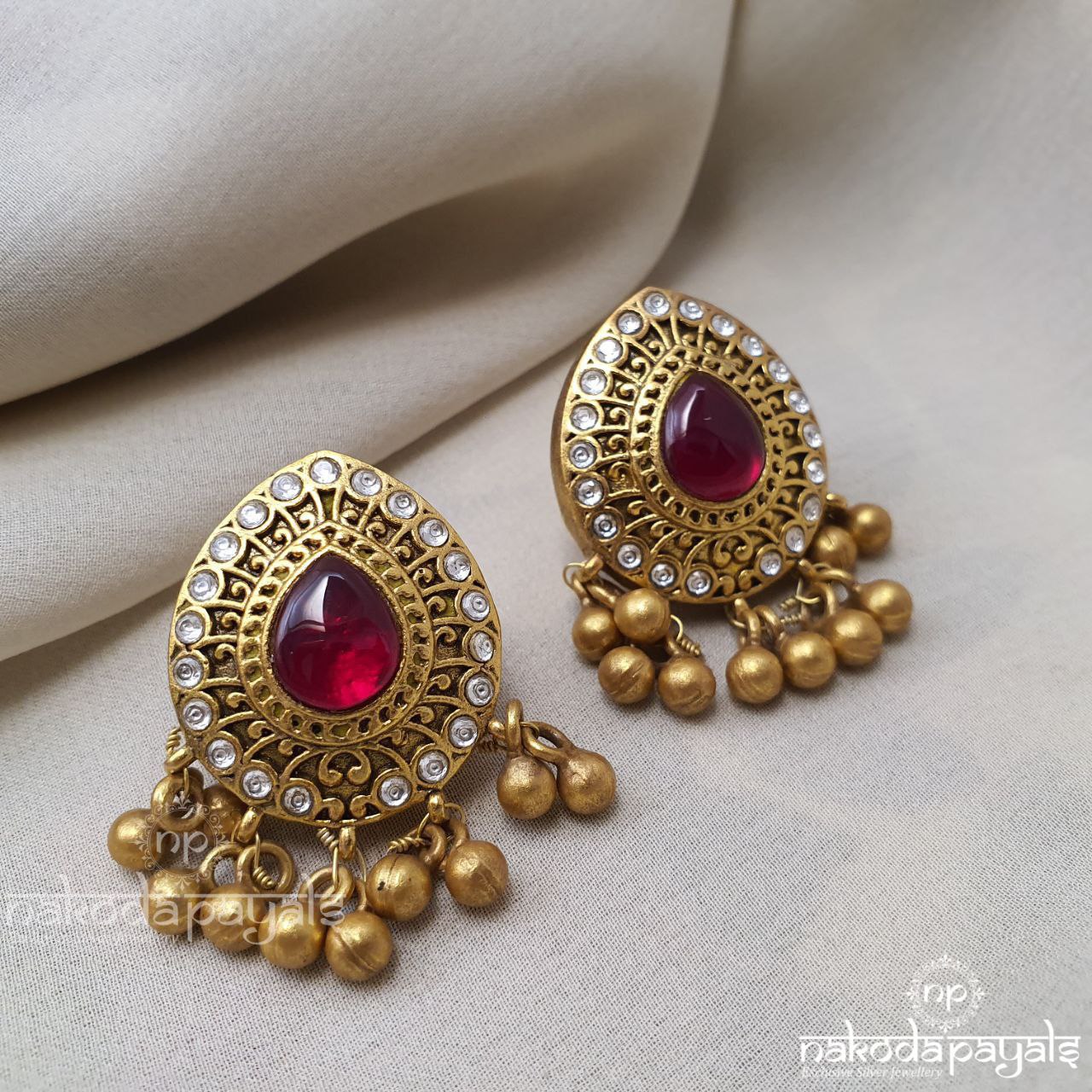 Red Drop Ball Studs
