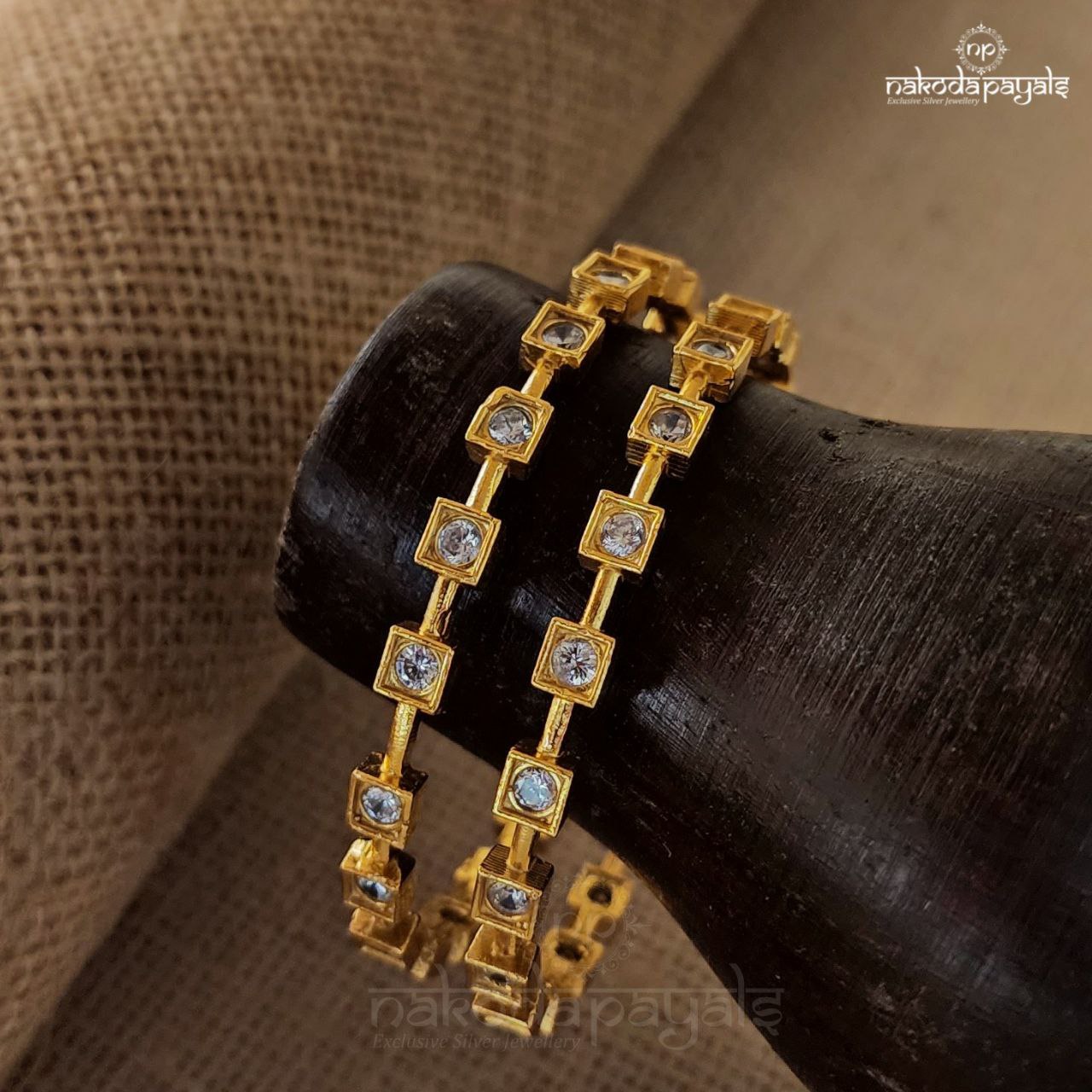 Square White Bangle Pair