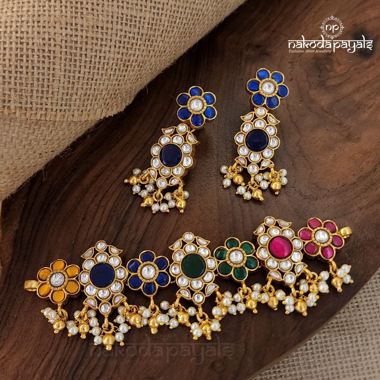 Vibrant Floral Choker With Earrings (Gn4002)