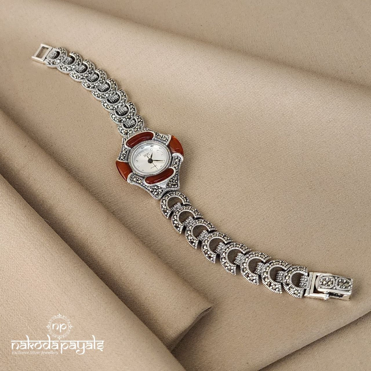 Garnet Marcasite Watch (W0076)
