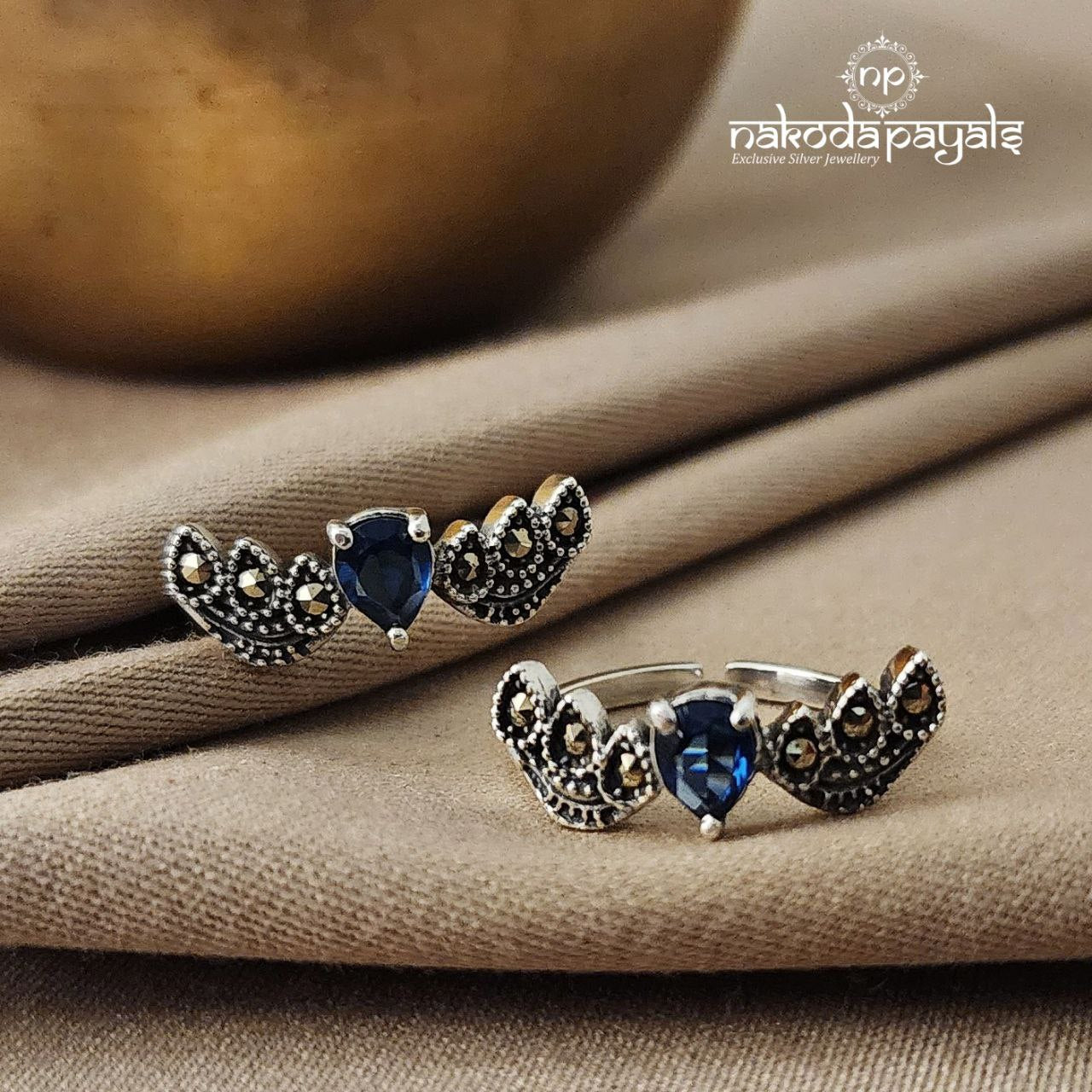Blue Marcasite Toerings Pair (T2655)