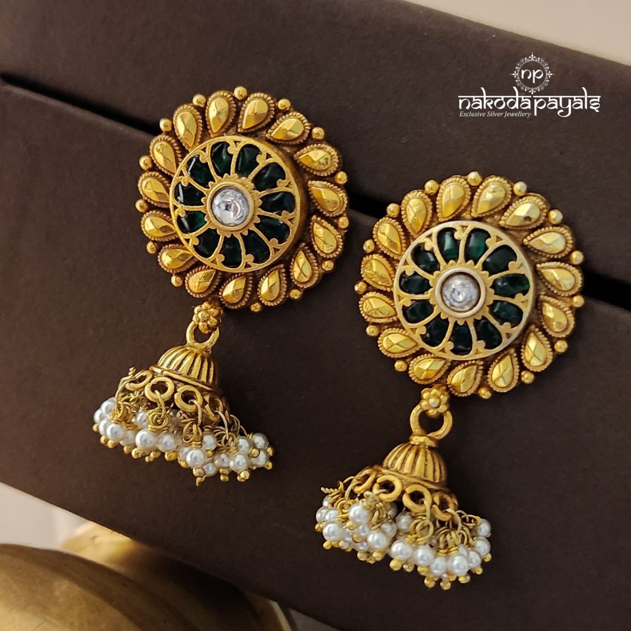 Green Flower Pearly Jhumka (GE5172)