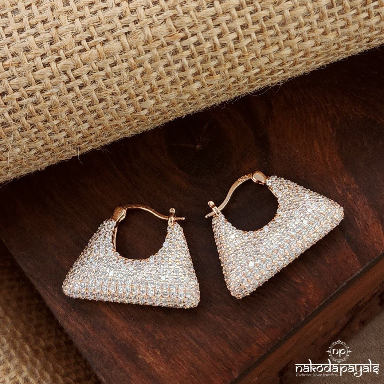 Sparkling Bag Rose Gold Earrings (St3635)