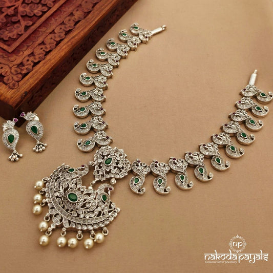 Sparkling Peacock Neckpiece With Earrings (N12047)