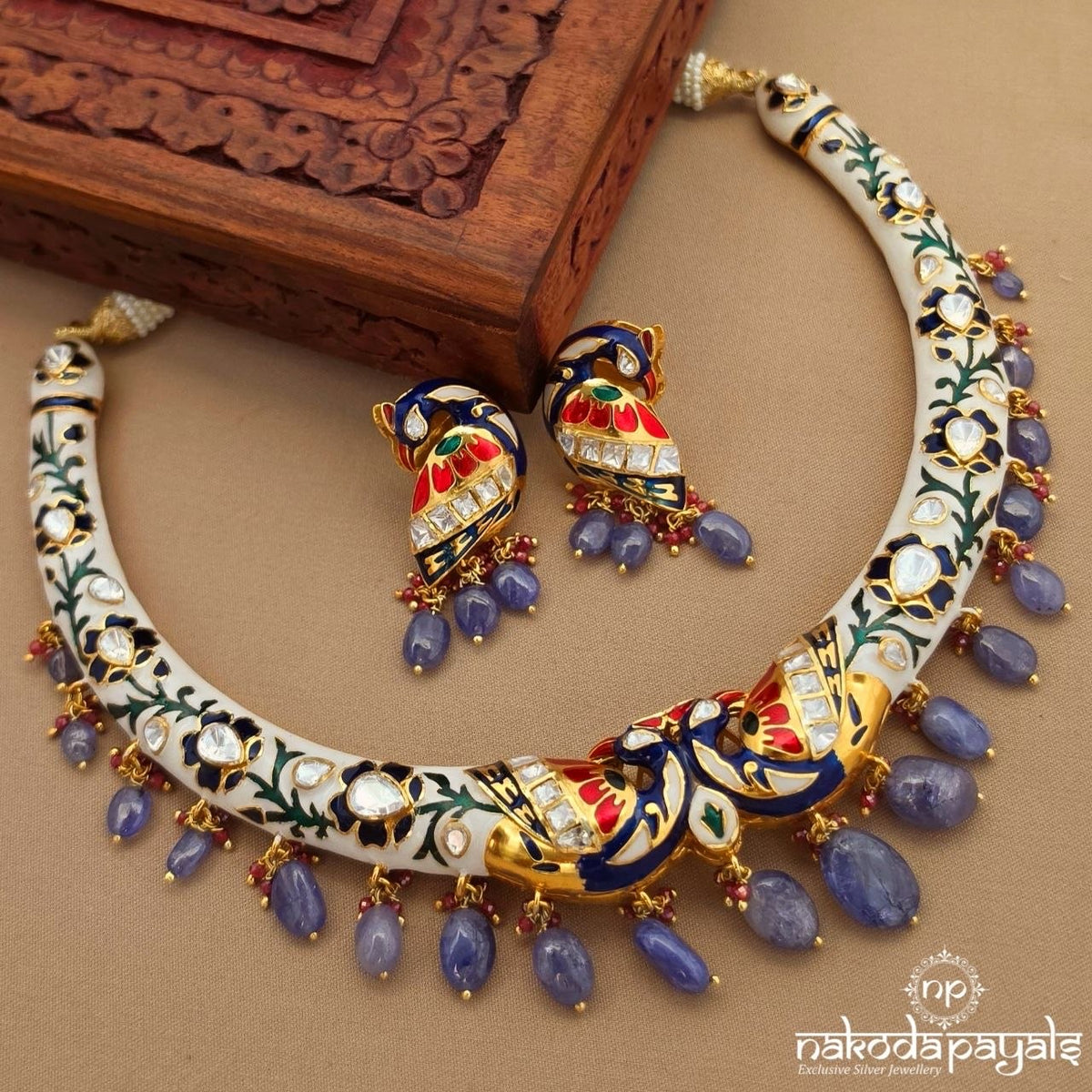 Mayura Royale Meenakari Hasli With Earrings (Gn10793)