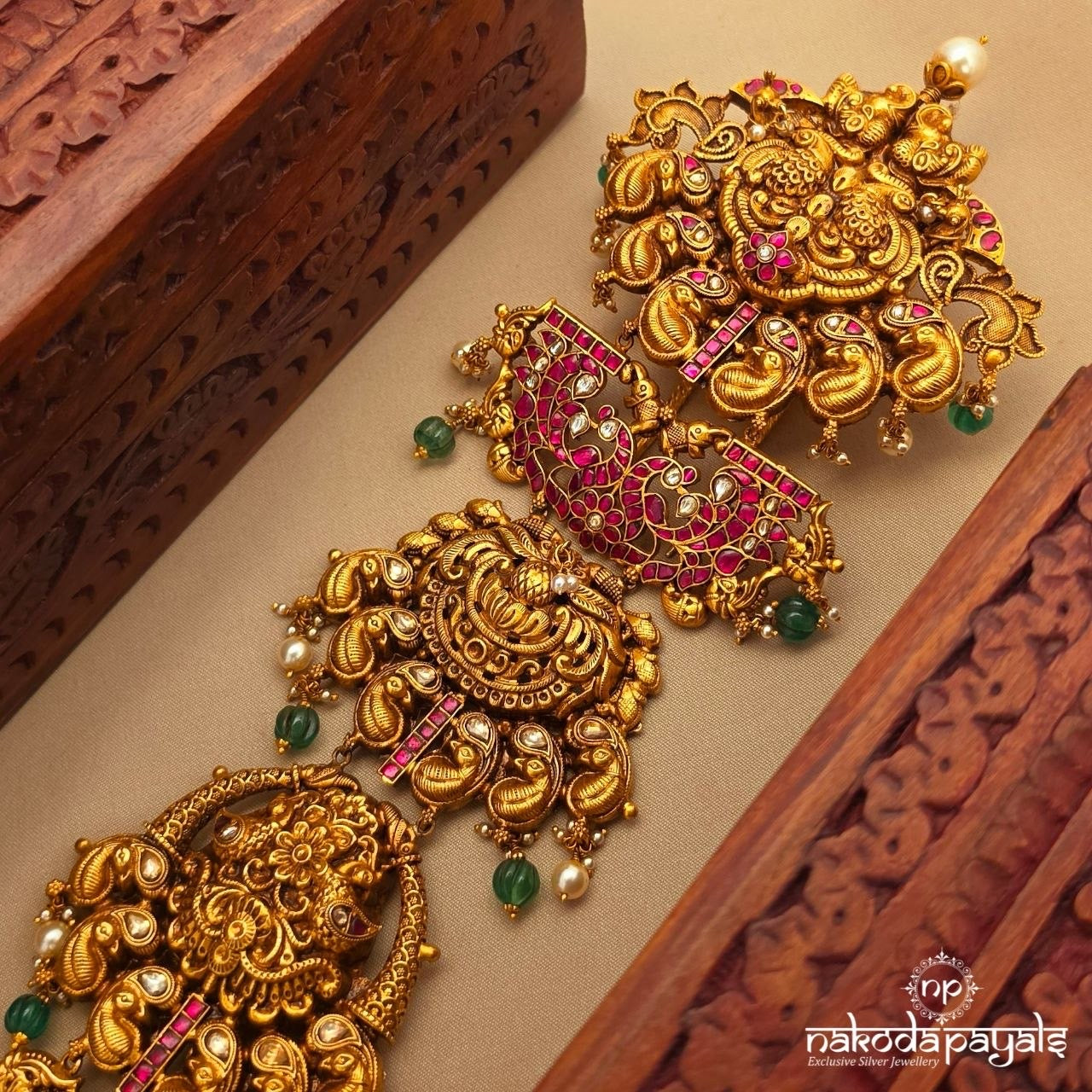 Twin Peacock Kundan Jada Billa (Ha0126)