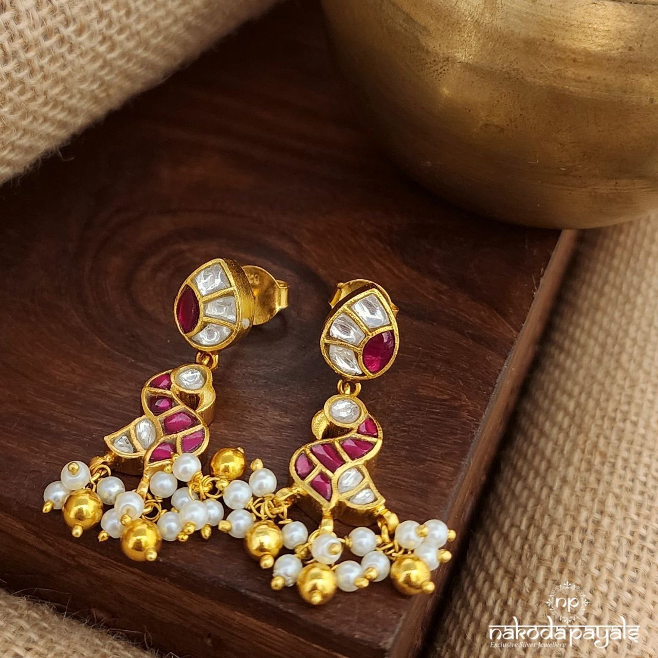 Pink Pearl Ball Drops Earrings (Ge9556)