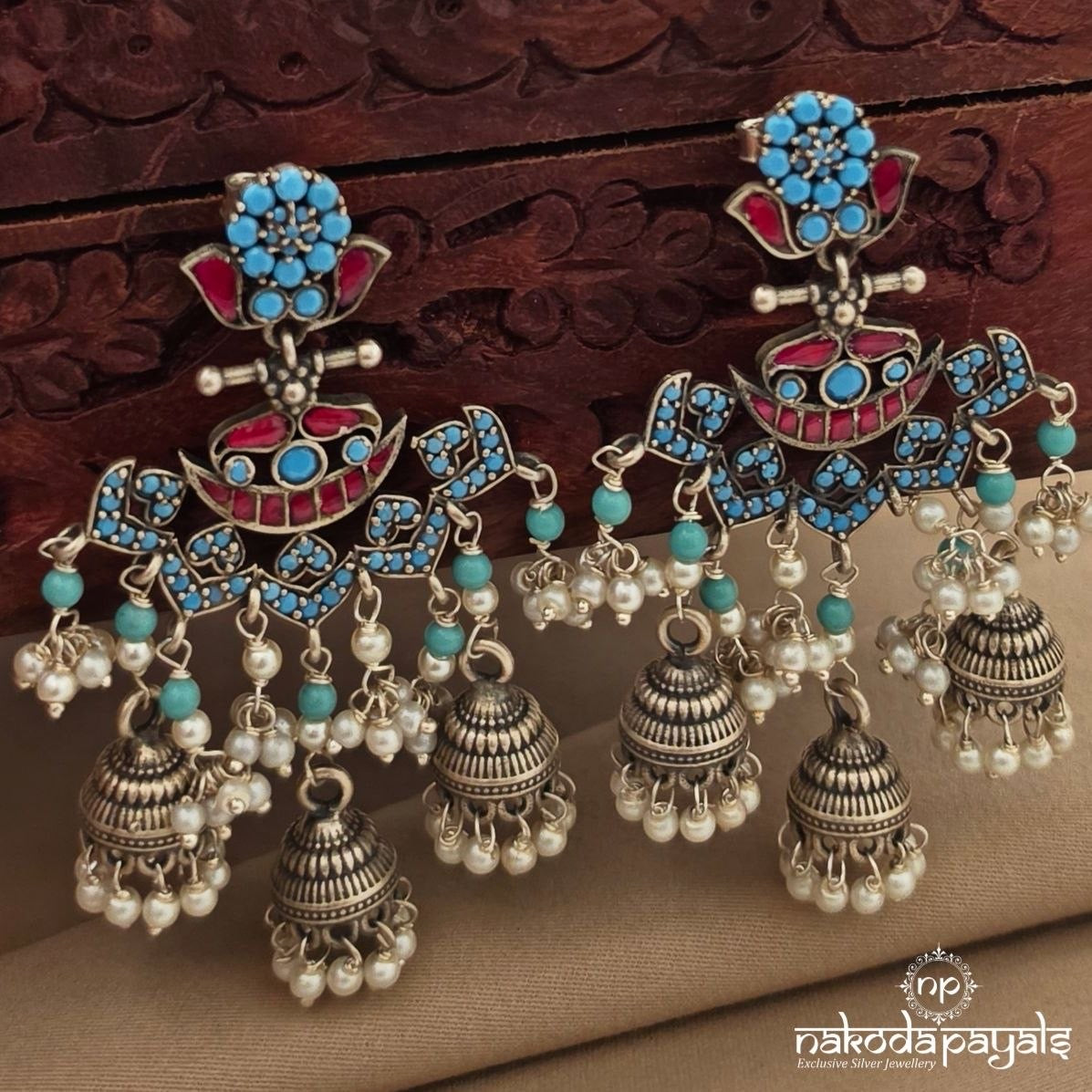 Turquoise Pearl Drops Earrings (C4070)