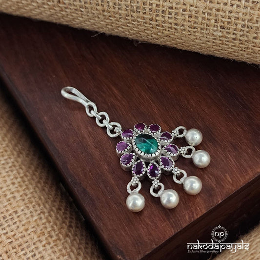 Green Pink Ball Drops Maang Tika (M0430)