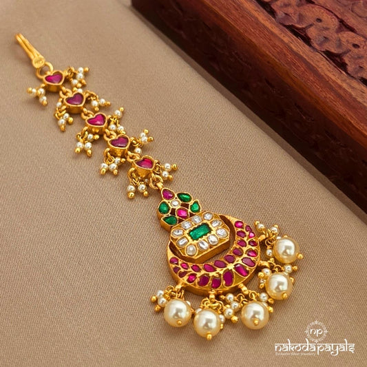 Heart Pearl Drops Kundan Maang Tika (Gm1208)